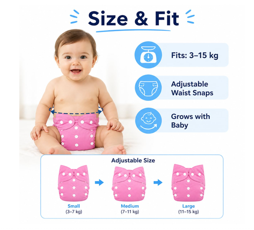 Reusable Baby Diapers Waterproof & Leakproof