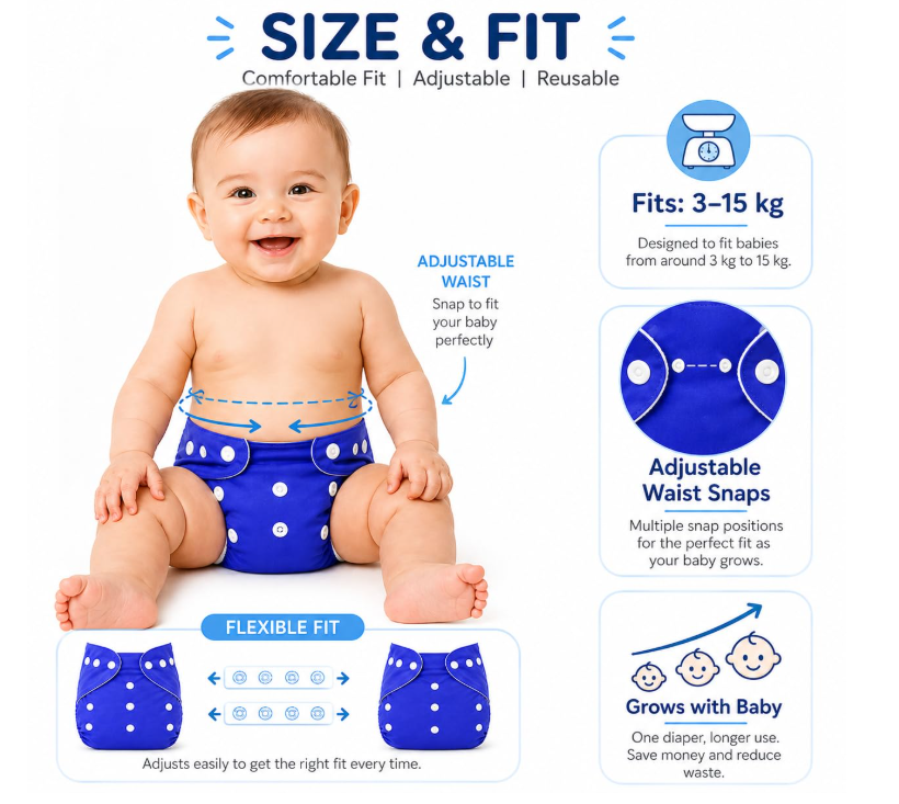 Reusable Baby Diapers Waterproof & Leakproof